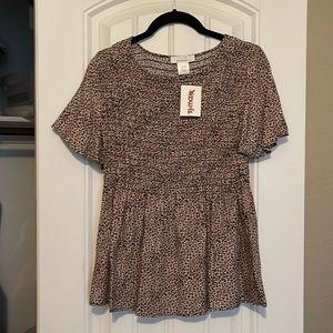 Leopard baby doll short sleeve top
